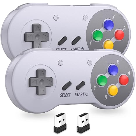 2 Pack Wireless USB SNES Controller for Switch 1 & 2, PC, Mac (Multicolor)