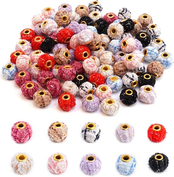 Beads for Pen 90PCS Mixed Color Pom Poms for Crafts Spacer Bead Bulk for DIY Jewelry Keychain Making Handicrafts Craft Accessories(Chic)