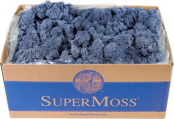 SuperMoss (25121) Reindeer Moss Soft Preserved Moss for Home Decor, Crafts, Terrariums, Floral Design, and Wedding Decorations, 1,564 cu in, Royal Blue