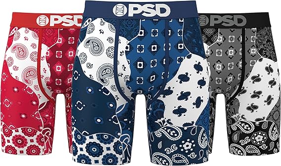 PSD Mens Underwear Paisley Graphic Print Boxer Briefs, Packs & Singles