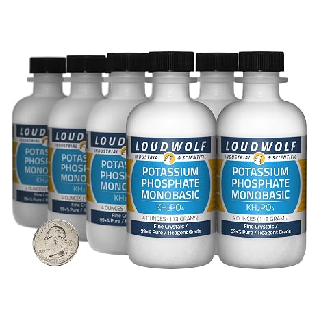 Potassium Phosphate Monobasic / 2 Pounds / 8 Bottles / 99+% Pure Reagent Grade/Fine Crystals