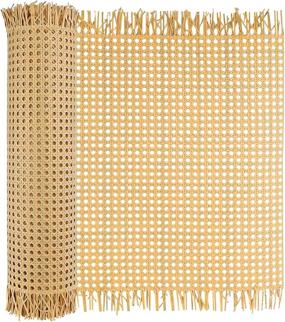 16"x13 FT Plastic Rattan Cane Webbing, Woven Open Mesh Cane Net Roll for DIY Caning Furniture Decor Projects: Chair, Cabinet, Ceiling and Door 16x 157 in (Light Color)