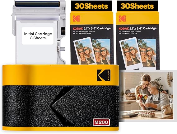KODAK Mini 2 ERA 4PASS Portable Photo Printer 5,3x8,6cm Printer + 68 Sheets, Yellow