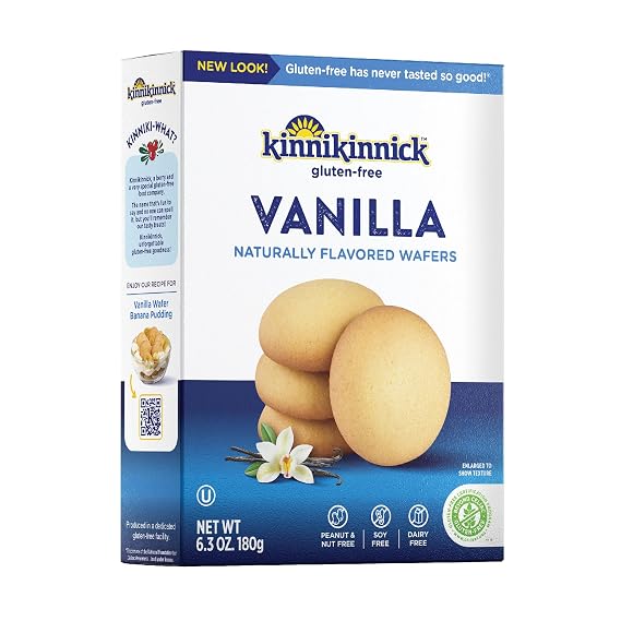 Kinnikinnick Gluten Free Vanilla Wafers, 6.3 oz, Allergy Friendly | Airy, Crispy Cookies, Classic Vanilla Flavor, Allergy Friendly, Kosher, Dairy Free, Nut Free, Peanut Free, Soy Free