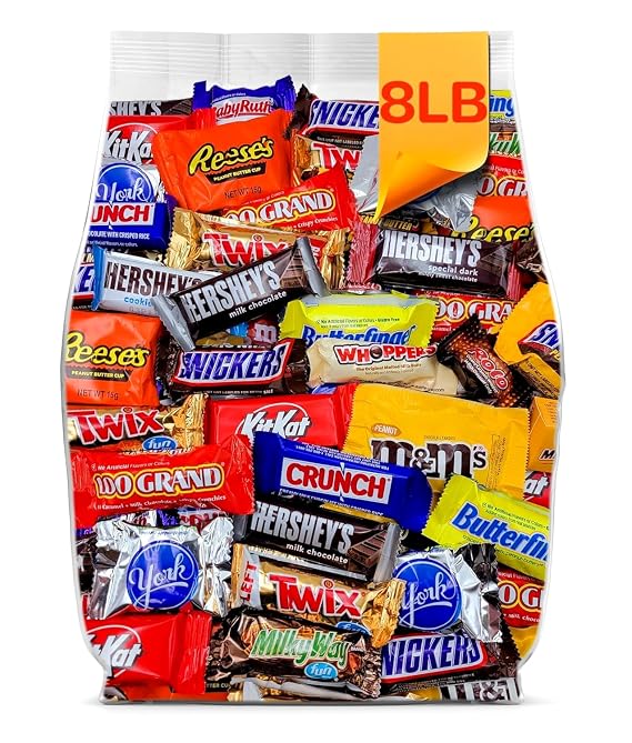 Assorted Chocolate Bulk Candy Variety Pack 8lb - Bulk Chocolate Candy Individually Wrapped - Chocolate Candy for Goodie Bags, Pinatas, Party Favors and Office Snacks - 8 Pound Box of Candy