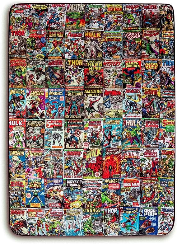 Marvel Comics Oversized Fleece Throw Blanket With Spider-Man, Captain America, Black Panther, More | Superhero Geeky Home Decor | Soft And Cozy Sherpa Blanket | 54 x 72 Inches