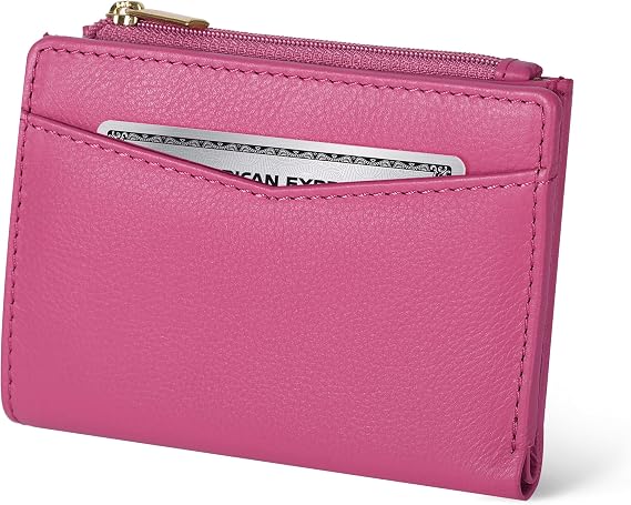 Oak Leathers Leather Wallet for Women - Small RFID Coin Purse Credit Card & ID Holder for Ladies, Gift for Women's, Bifold Wallets (Nappa Pink)
