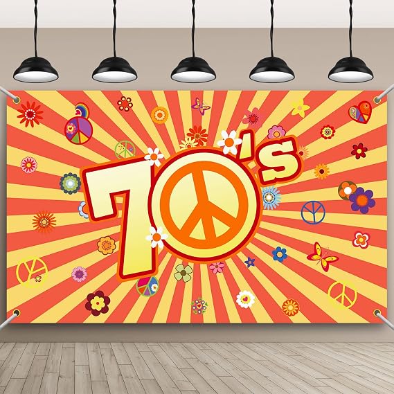 Remerry 70's Party Decorations, 1970s Photo Backdrop