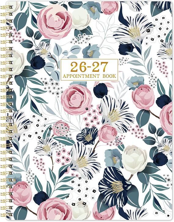 Appointment Book 2026-2027, Weekly Appointment Book, 8.5" x 11" | Daily Planner 2026-2027, Jul. 2026 - Jun. 2027, Hourly Planner with 30-Minute Interval, Colorful Tabs - Petunia