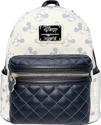 Loungefly Disney Mickey and Minnie Mouse Allover Debossed Womens Double Strap Shoulder Bag Purse