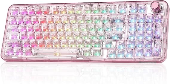 YUNZII X98 Clear Wireless Mechanical Keyboard with Knob (Pink, Snow Switch)