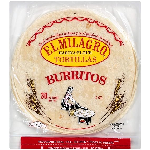 El Milagro Burrito Flour Tortillas, 11 Inch, 8 Count, 30 oz