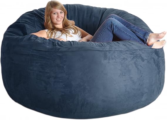 6-Feet Gigantic Foam Microsuede Beanbag Chair, Navy