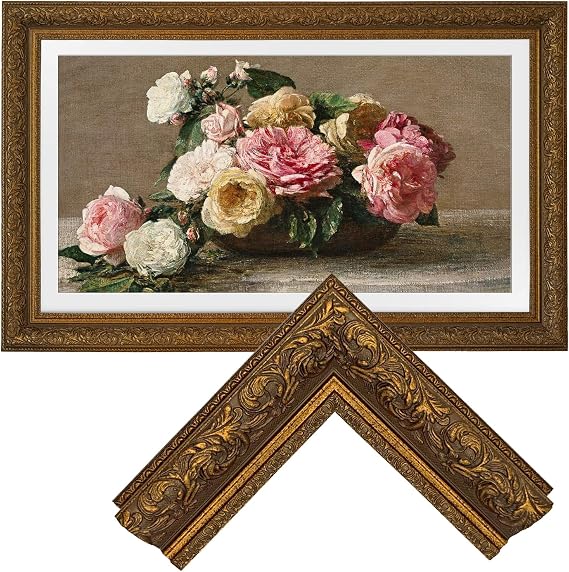 Samsung the Frame TV Bezel/Mounts,compatible ONLY with Samsung The Frame TV 75"/PRO(Fits 2021-2026 models, model codes:75LS03A/B/C/D/FA/FW/HE/HW) (Deep Gold, 75-LS03)
