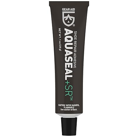 GEAR AID Aquaseal SR Shoe Repair Adhesive for Fixing Holes in Hiking, Work, Boots, Rainboots, Shoes, Soles and Rebuild Heels, Clear, 1 oz, 1 Pack