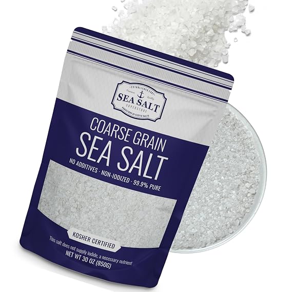 Coarse Sea for Grinder Refill, Coarse Grain Kosher, Non-Iodized for Cooking, Mineral-Rich Unrefined Baja Salt, 30 oz Bag, Sea Salt Superstore