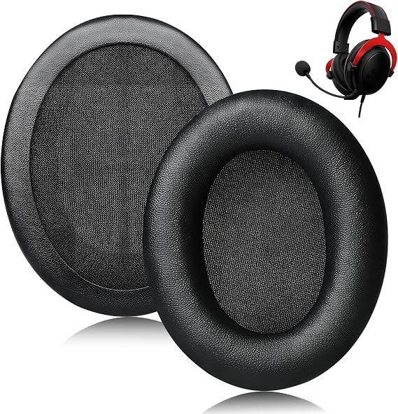 2 Ear Pads Replacement Compatible with Kingston HyperX Cloud 2 3 Memory Foam Leather Ear Pads for Cloud II III Cloud Flight Cloud Flight S Cloud Alpha S Cloud Alpha Pro Cloud Stinger Headphones