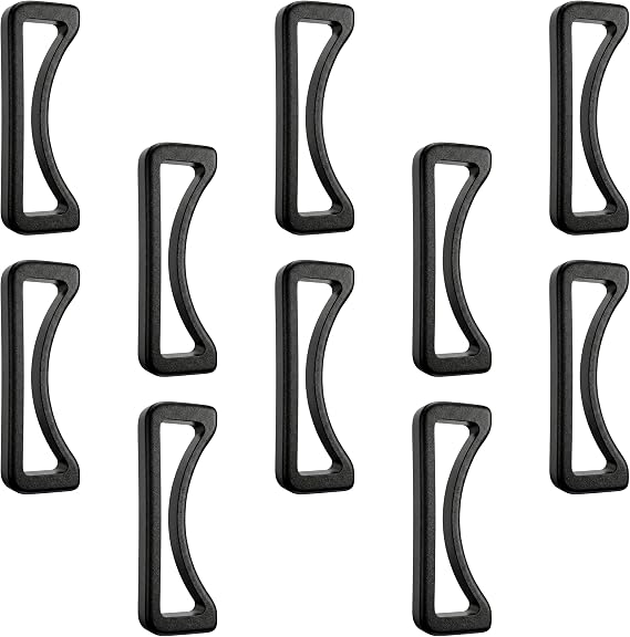 Strapworks 1 Inch Plastic Webbing Keeper - Black End Clip Strap Keeper Securely Holds Multiple Pieces of Webbing - 10 Pack