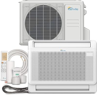 Senville 24,000 BTU Floor Console Mini Split ACHeating System, FloorCeiling Mounted, 16 Ft. Install Kit, 208230V, White