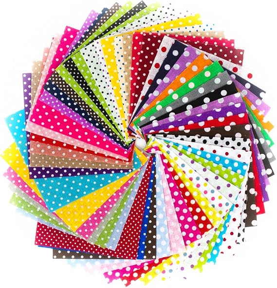 50pcs 1010cm Different Pattern Patchwork Fabric Craft Printed Material Mixed Squares Bundle Quilting Scrapbooking Sewing Artcraft DIY Fabric Dot Series