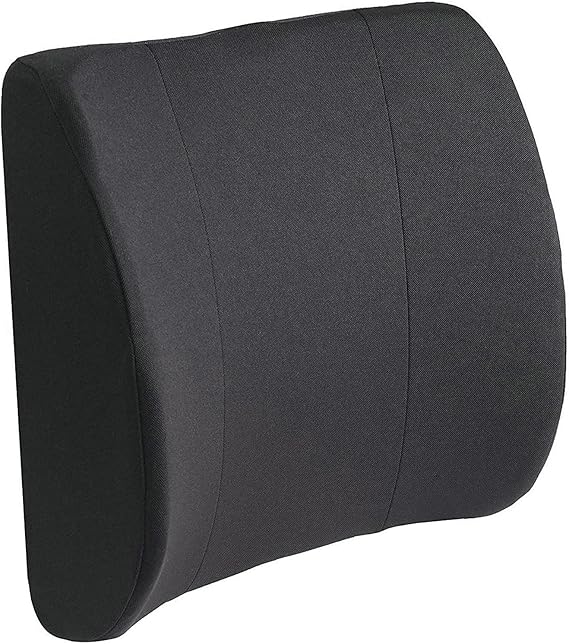 DMI Memory Foam Lumbar Pillow Support Pillow Back Support Chair Cushion with Strap for Better Posture and Easing Back Pain, Black