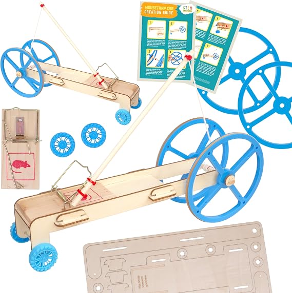 Mousetrap Car Kit, 2-Pack - Build and Race a Physics STEM Project, Ages 8+