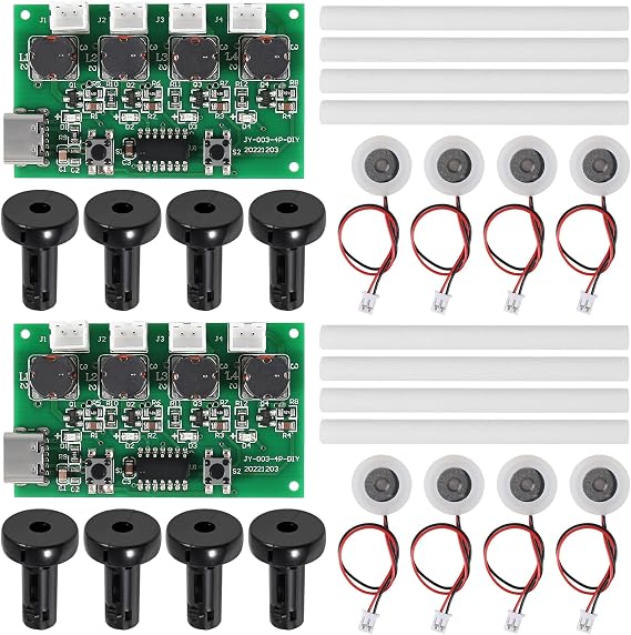 2Sets Type-C USB Humidifier Module DIY Kits Mist 4 Way Fogger Atomization Driver Circuit Board Type-C Spray Module