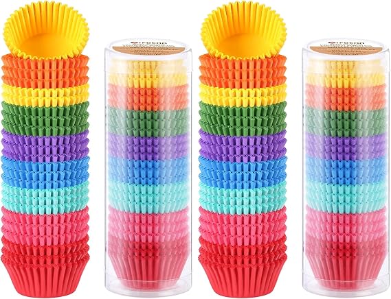 Gifbera Colored Mini Paper Cupcake Liners Vibrant Muffin Baking Cups 400-Count (Pack of 2)