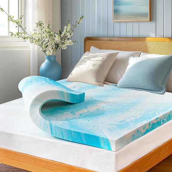 Marsail 3-inch Queen Memory Foam Mattress Topper, Gel Infused Cooling, Soft for Sleeper Sofa, RV, Camper, Made with CertiPUR-US Certified Foam