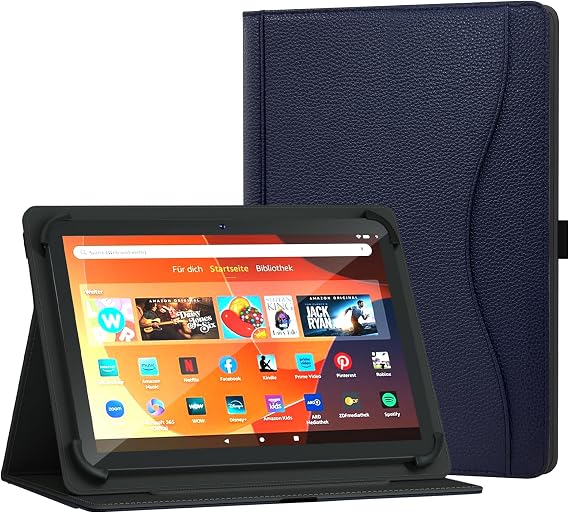 Universal 10.1 inch Tablet Case, 10 11 inch Tablet Case, Multi-Angle Viewing Stand Cover with Pocket for 9.6-11 Inch Android Tablet, Dark Blue 
