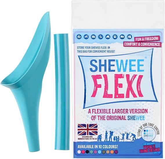 SHEWEE Flexi The Original Female Urinal Made in the UK Reusable, Flexible & Portable Urination Device. Festival, Camping, Car, Hiking Essentials for Women. Stand to Pee Funnel W/Extension Pipe