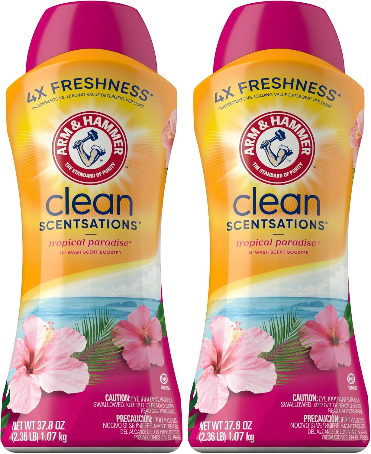 Arm & Hammer In-Wash Scent Booster, Tropical Paradise, 37.8 Ounce Pack of 2
