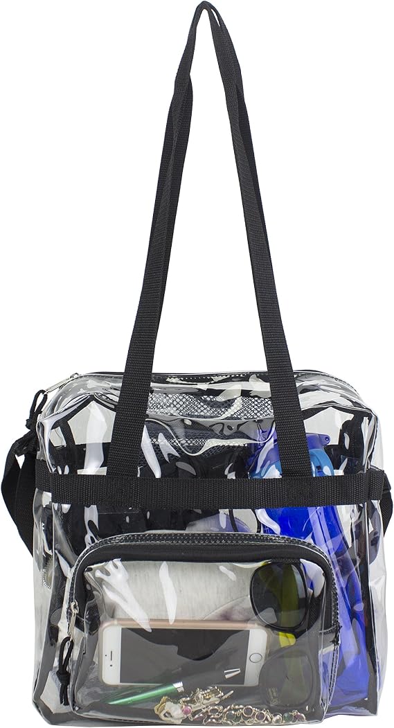 Eastsport Clear Bag Stadium Approved Tote Crossbody Shoulder Messenger Strap for Sports Concert Work Events See Through