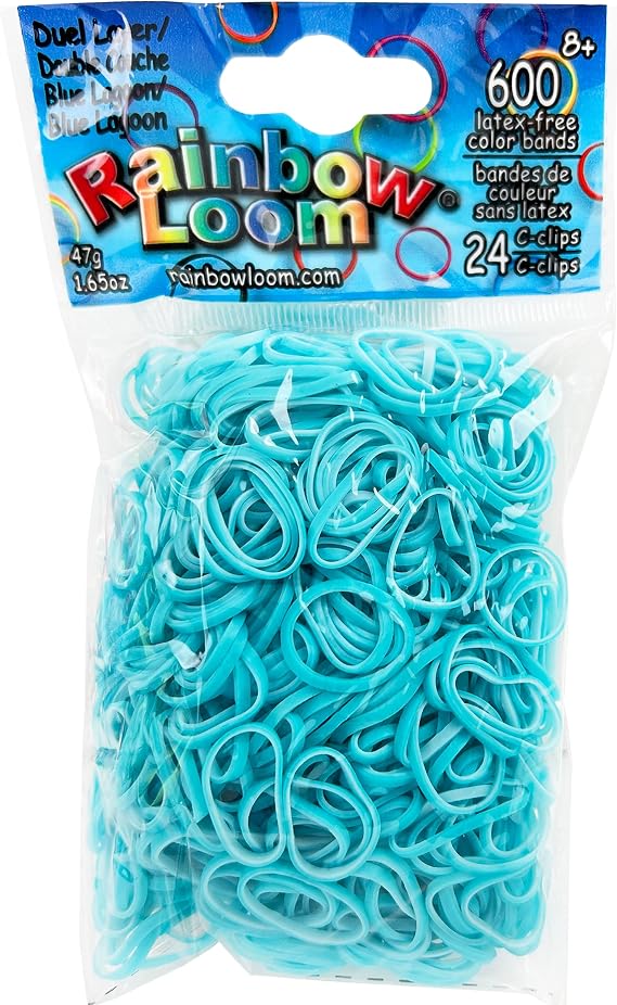 Rainbow Loom Dual Layer Collection: Blue Lagoon Rubber Bands with 24 C-Clips (600 Count)