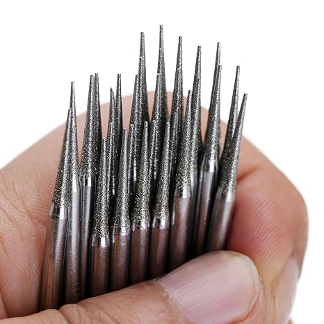 30-Piece Diamond Drill Bits Set for Jewelry Making Sea Glass Shells | Diamond Tipped Drill Bits for Dremel Rotary Tools Glass Ceramic Stone Gemstones