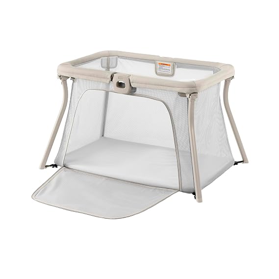 Chicco Alfa Lite Pack and Play Travel Playard, Snap-Open Fold, 13 lbs | Dove/Beige, foldable baby playpen and toddler travel bed, zip-open side panel, GREENGUARD Gold, carry bag included