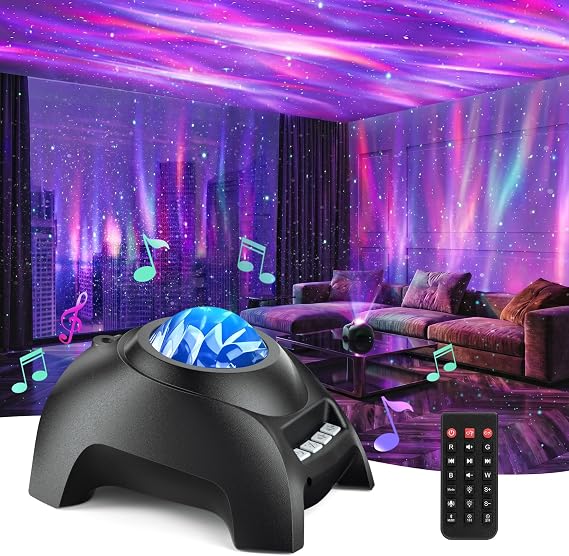 Northern Galaxy Light Aurora Projector, Star Projector with 33 Light Effects, Starry Nebula LED Lamp for Bedroom with Remote Control, White Noise, Kids/Adults Room Decor, Bluetooth Speaker for Parties