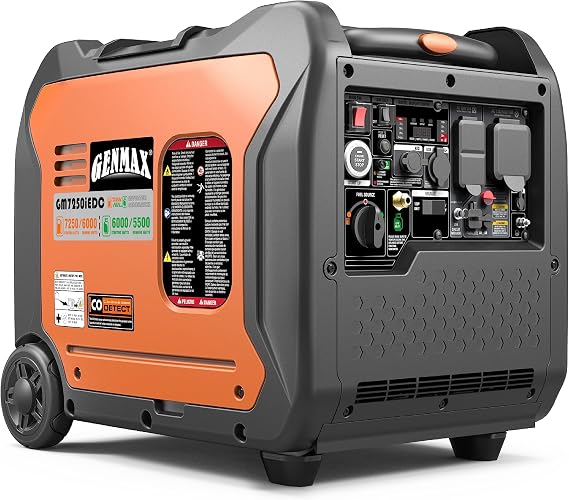 GENMAX Portable Inverter Generator, 7250W Super Quiet Dual Fuel Portable Engine with Remote/Electric Start, Ideal for Home backup power.EPA &CARB Compliant (GM7250iEDC)