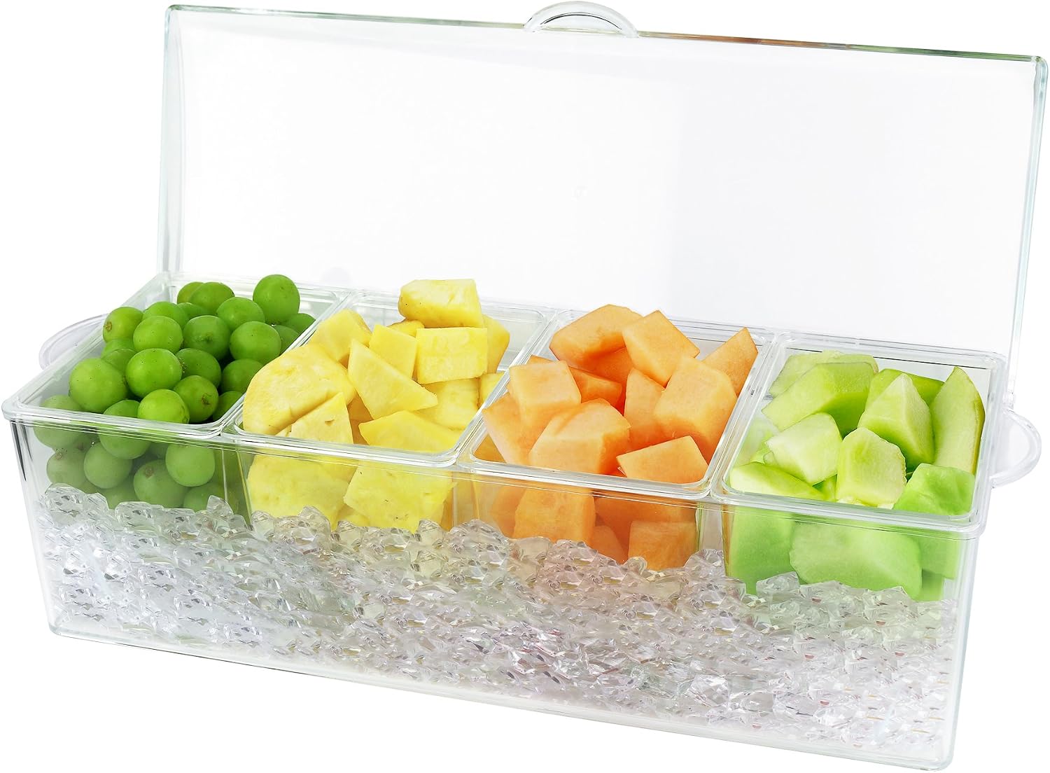 Estilo 4 Section Condiment on Ice, Clear 1-Pack
