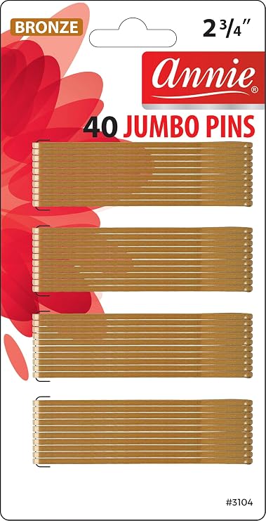 Annie 2 3/4" Roller Pins Set, Metal Hair Clips - 40 Count (Bronze)