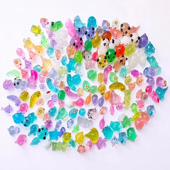 40Pcs Glow in The Dark Mini Resin Animals Mixed, Glass animals | Mini Resin Animals for Micro Landscape, Fairy Garden, Aquarium, DIY Crafts, Mini Animals