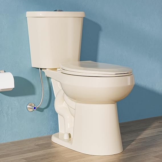 17.5" ADA Compact Chair Tall Toilet for Seniors 1.1/1.6 GPF Bone | Dual Flush Round High Toilet for Small Bathroom Space, Comfort Bowl Height 16.75",12" Rough In