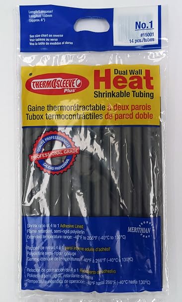ThermOsleeve Plus semi-Rigid,#39;Dual Wall Heat Shrinkable tubing (0.225" Diam - 6" Length) 14 pcs - Shrink Ratio 4:1