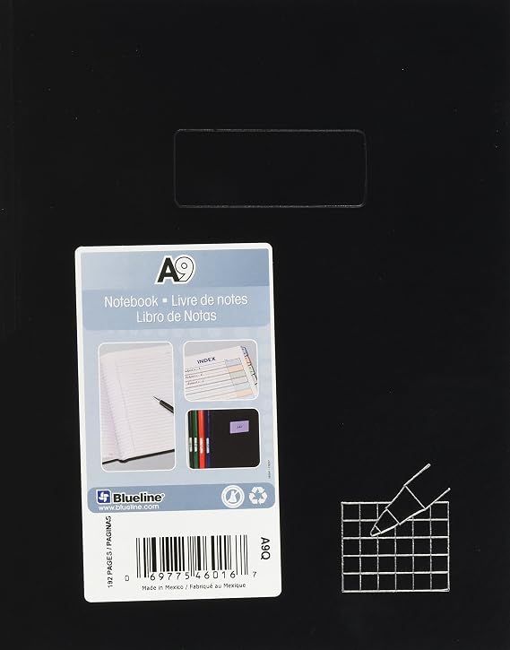Blueline Business Notebook, Quad Ruled, Black, 9.25 x 7.25 inches, 192 Pages (A9Q)