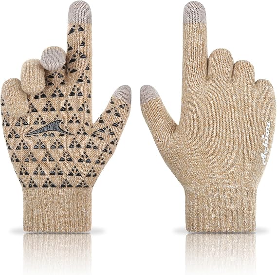 Achiou Winter Gloves for Men and Women, Touchscreen Soft Knit Gloves