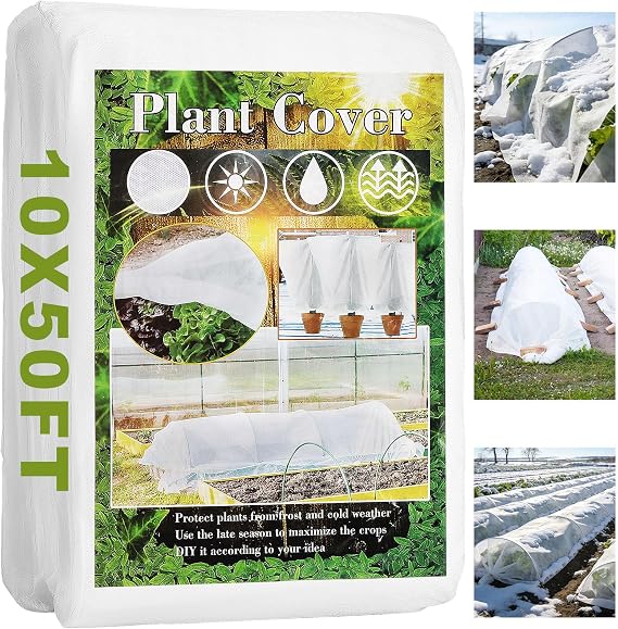 Plant Covers Freeze Protection, 10X40FT Reusable Thickened Winter Floating Row Covers, Frost Cloth Blanket Shade Cloth Garden Fabric Plant Cover for Raised Beds Vegetables Insect Winter Frost