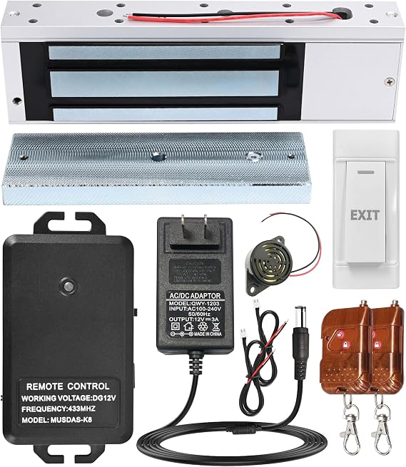 Access Control System with Remote Control 1200lbs Magnetic Door Lock Kit, 12V Fail Safe NC Mode, Secure & Easy DIY Installation for Smart Home Entry, Works with Wooden & Metal Doors