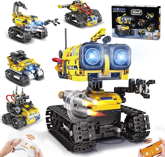 CUBIMANA Robot Building Toys for Kids - 5 in 1 Remote- & App-Controlled Robots Toy, RC Wall/Engineering/Mech Scorpion Building STEM Toys, Robot Toy Gifts for Kids Boys Girls Age 10+ (560 PCS)