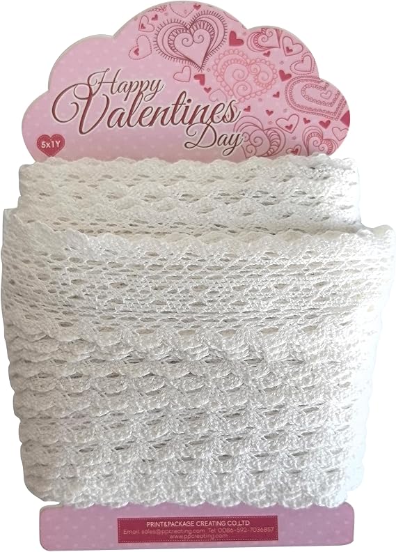 Miconmon White Cotton Lace Ribbon Trim 15 Yards Each Roll 1 Inch(1"-White)