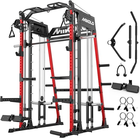 Smith Machine Multipress Power Rack with Cable Crossover Machine Power Cage with 1000 kg Maximum Load